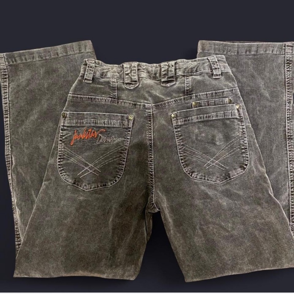 Gray Denim Jeans with Embroidered Detail